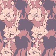 seamless vector pattern with poppy flowers N2