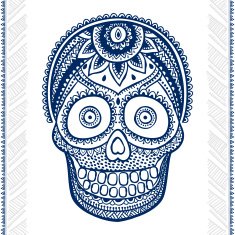 Vintage ethnic hand drawn human skull N6