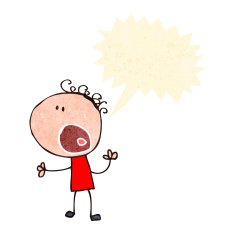 retro cartoon complaining doodle boy