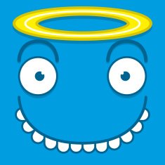 Vector Cute Cartoon Blue Angel Face