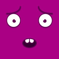 Vector Cute Cartoon Purple Worried Face N2
