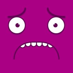 Vector Cute Cartoon Purple Sad Face