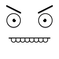 Vector Cute Cartoon White Angry Face