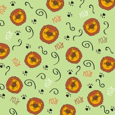 doodle seamless pattern with lions N2