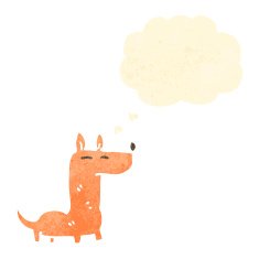cartoon little dog with thought bubble N42