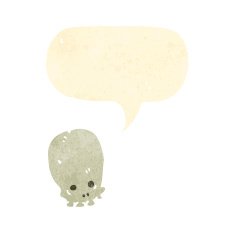 retro cartoon skull with speech bubble N2