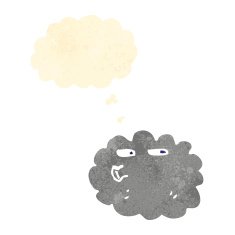 retro cartoon raincloud with thought bubble