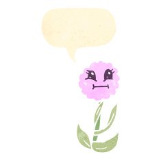 retro cartoon flower with speech bubble