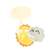 sun and cloud retro cartoon