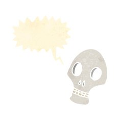 retro cartoon graffiti style skull with speech bubble N2