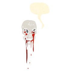 retro cartoon bloody skull