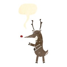 retro cartoon reindeer with speech bubble N3
