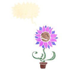 cartoon flower with face N41