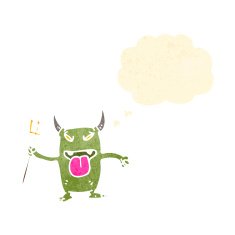 retro cartoon little monster