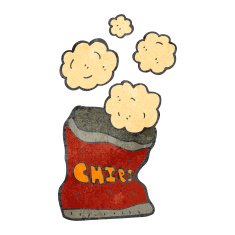 retro cartoon potato chips bag
