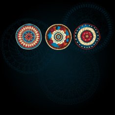 Bright card with three doodle circles background