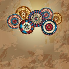 Bright card with three doodle circles background N3