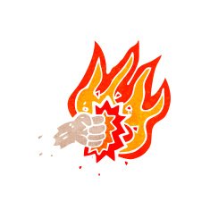 flaming punch symbol retro cartoon