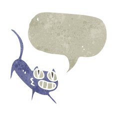 retro cartoon cat with speech bubble N2