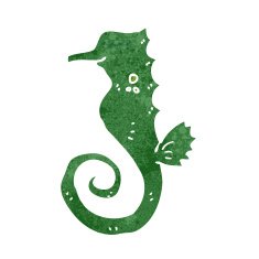 retro cartoon sea horse