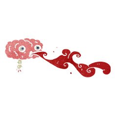 retro cartoon blood spurting brain