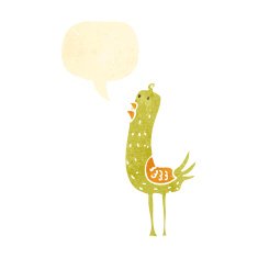 retro cartoon bird with speech bubble