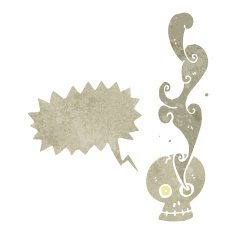 retro cartoon skull with speech bubble N3
