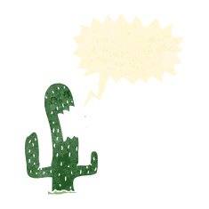 retro cartoon cactus with speech bubble N2