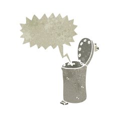 retro cartoon talking rubbish bin N2