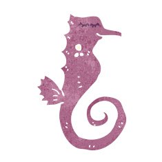 retro cartoon sea horse N4