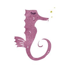 retro cartoon sea horse N5