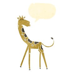 retro cartoon giraffe with speech bubble