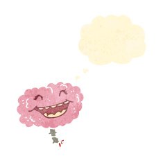 laughing brain retro cartoon