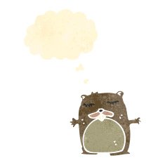 retro cartoon beaver with thought bubble