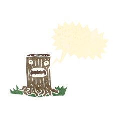 retro cartoon tree stump