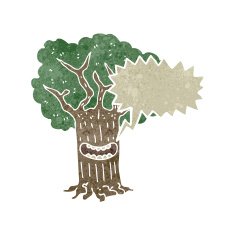 retro cartoon laughing tree