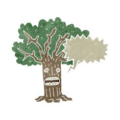 retro cartoon shocked tree