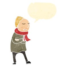 retro cartoon man in winter clothes