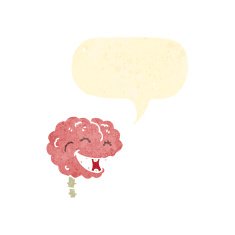 retro cartoon laughing brain