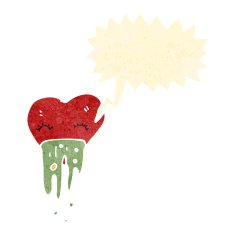 retro cartoon love sick heart