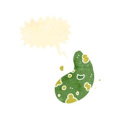retro cartoon germ with speech bubble N3