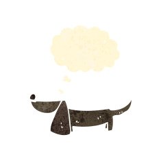 retro cartoon little dog with thought bubble N2