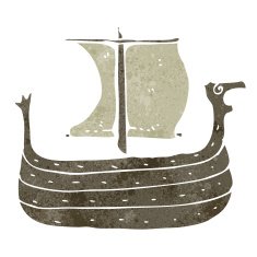 retro cartoon viking ship N2