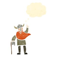 retro cartoon viking with thought bubble