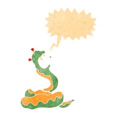retro cartoon hissing snake