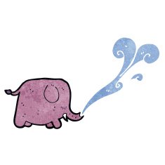retro cartoon elephant squirting water N2
