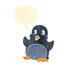 retro cartoon christmas penguin
