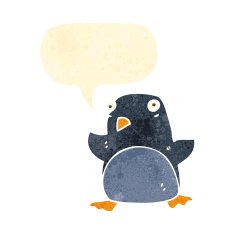 retro cartoon christmas penguin N3