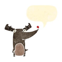 retro cartoon reindeer with red nose