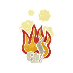 retro cartoon flaming skull N2